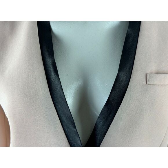 Barbara‎ Bui Leather Trim Blazer 40 US 8 Flaw* Long Sleeve Lined V-neck Jacket - Picture 15 of 16